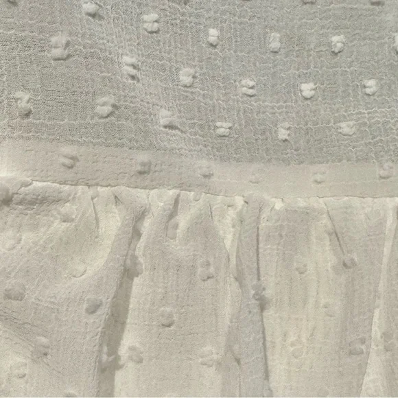 Storia Cropped Ruffle Blouse White Swiss Dot Womens Size Medium - Picture 11 of 11